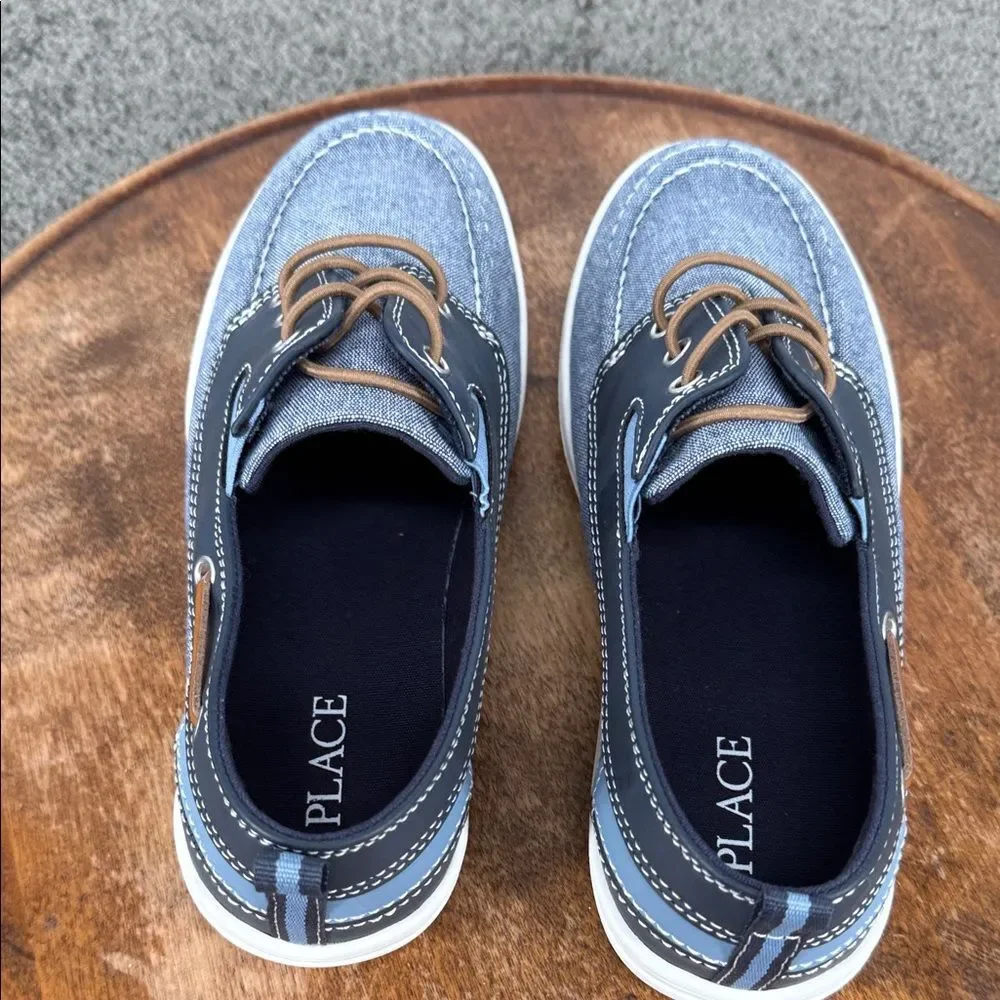 Children's Place Shoes Boys 4 Blue Canvas Boat Shoes Moccasin Loafers Dress